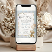 We Can Bearly Wait Teddy Bear Blue Baby Boy Shower Kaart
