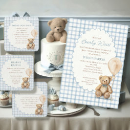 We Can Bearly Wait Teddy Bear Boy Baby Shower Kaart
