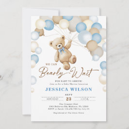 We Can Bearly Wait Teddy Bear Boy Baby Shower Kaart
