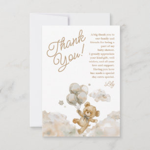 We Can Bearly Wait Teddy Bear Neutrale Baby Shower Bedankkaart