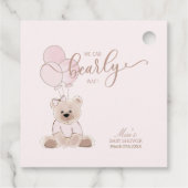 We Can Bearly Wait Teddy Bear Pink Baby Shower Bedankjes Labels (Achterkant)