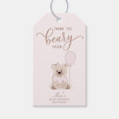 We Can Bearly Wait Teddy Bear Pink Baby Shower Cadeaulabel (Voorkant)