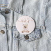 We Can Bearly Wait Teddy Bear Pink Baby Shower Ronde Button 7,6 Cm (In situ)