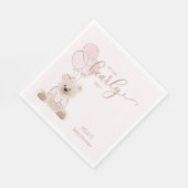 We Can Bearly Wait Teddy Bear Pink Baby Shower Servet (Hoek)
