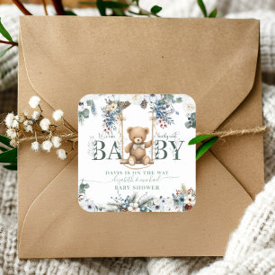 We can Bearly Wait Teddy Bear Salie Groen Vierkante Sticker