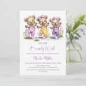 We Can Bearly Wait Teddy Bears Wearing Overalls Kaart (Staand voorkant)