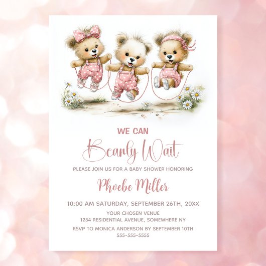 We Can Bearly Wait Teddy Bears with Jump Ropes Kaart