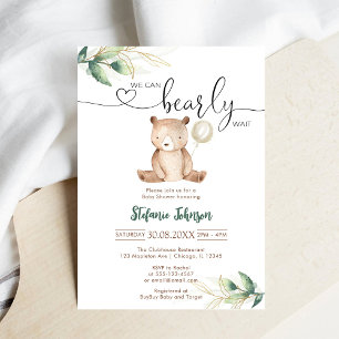 We Can Bearly Wait Teddy Beer Babyshower Kaart