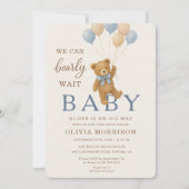 We Can Bearly Wait Teddybeer Baby Borrel Kaart (Voorkant)
