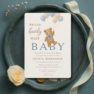 We Can Bearly Wait Teddybeer Baby Borrel Kaart