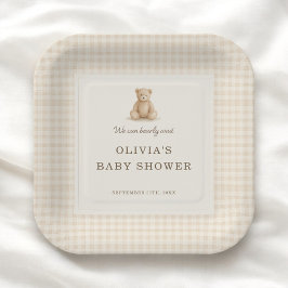 We Can Bearly Wait Teddybeer Baby Shower Feestje Papieren Bordje