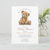 We Can Bearly Wait Teddybeer Babyshower Kaart (Staand voorkant)