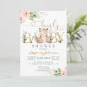We Can Bearly Wait Teddybeer Babyshower Kaart (Staand voorkant)