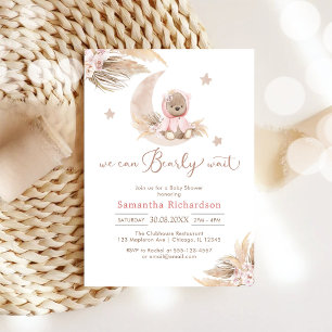 We Can Bearly Wait Teddybeer Babyshower Kaart