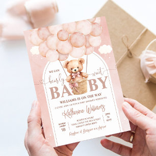 We Can Bearly Wait Teddybeer Babyshower Kaart
