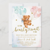 We Can Bearly Wait Teddybeer Babyshower Kaart (Voorkant)