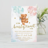 We Can Bearly Wait Teddybeer Babyshower Kaart (Staand voorkant)