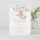 We Can Bearly Wait Teddybeer Babyshower Kaart (Staand voorkant)