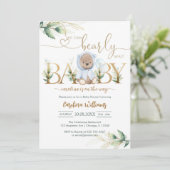 We Can Bearly Wait Teddybeer Babyshower Kaart (Staand voorkant)