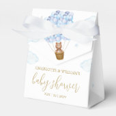 We Can Bearly Wait Teddybeer Blauw Jongens Babysho Bedankdoosjes (Voorkant Zijde)