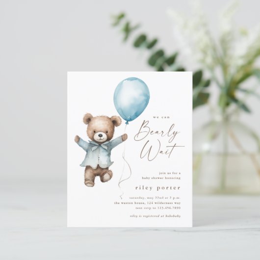 We Can Bearly Wait Teddybeer Jongens Baby Borrel (Staand voorkant)