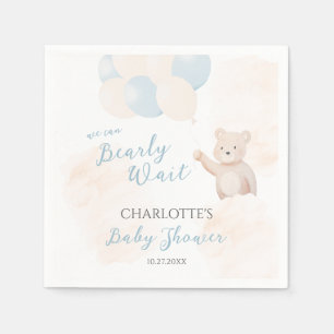 We Can Bearly Wait Teddybeer Jongens Baby Shower Servet