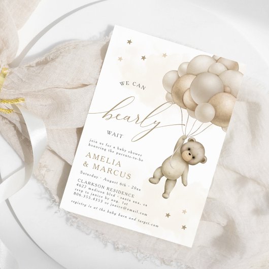 We Can Bearly Wait Teddybeer Neutraal Babyfeest Kaart