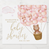 We Can Bearly Wait Teddybeer Roze Babyshower Sparkling Wijnetiket (Enkel label)