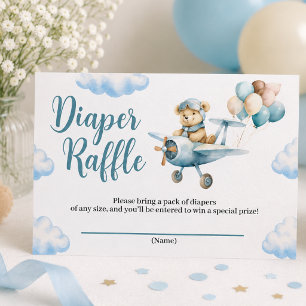 We Can Bearly Wait Teddybeer Vliegtuig Baby Shower Informatiekaartje
