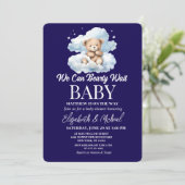 We Can Bearly Wait Theme Baby Shower Invitation Kaart (Staand voorkant)