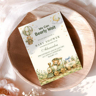 We Can Bearly Wait Trein Baby Shower Kaart