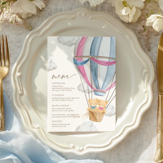 We Can Bearly Wait Tweeling Baby Shower  Menu