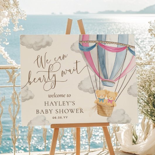 We Can Bearly Wait Tweeling Baby Shower Welkom Poster