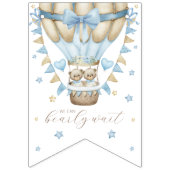 We Can Bearly Wait Tweeling Jongen Baby Sprinkle Vlaggetjes (Eerste vlag)