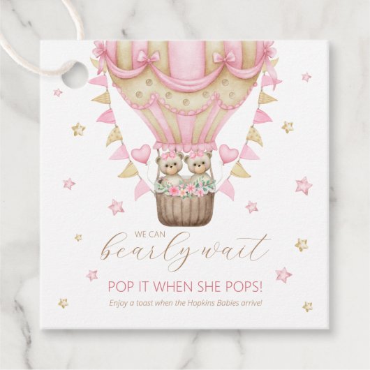 We Can Bearly Wait Twin Girl Pop It When She Pops Bedankjes Labels (Voorkant)