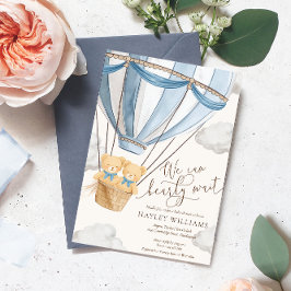 We Can Bearly Wait Twins Baby Shower Invitation Kaart