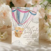 We Can Bearly Wait Twins Baby Shower Invitation