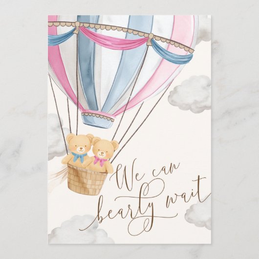 We Can Bearly Wait Twins Baby Shower  Menu (Achterkant)