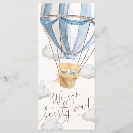 We Can Bearly Wait Twins Baby Shower Menu (Achterkant)