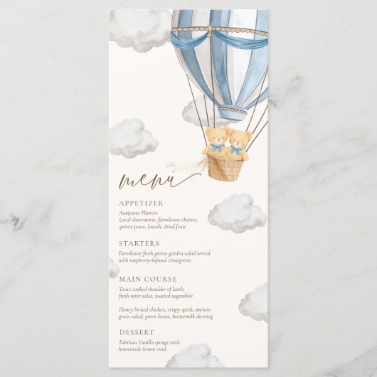 We Can Bearly Wait Twins Baby Shower Menu (Voorkant)