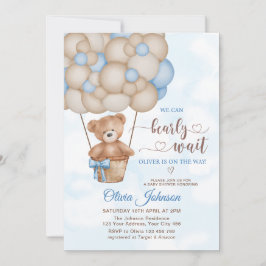 We Can Bearly Wait Warmeluchtballon Baby Shower Kaart