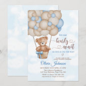 We Can Bearly Wait Warmeluchtballon Baby Shower Kaart (Voorkant / Achterkant)