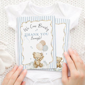 We Can Bearly Wait Watercolor Beer Jongen Baby Sho Bedankkaart