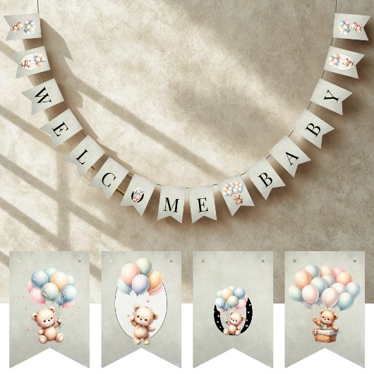 We Can Bearly Wait Welcome Baby Baby Shower Vlaggetjes