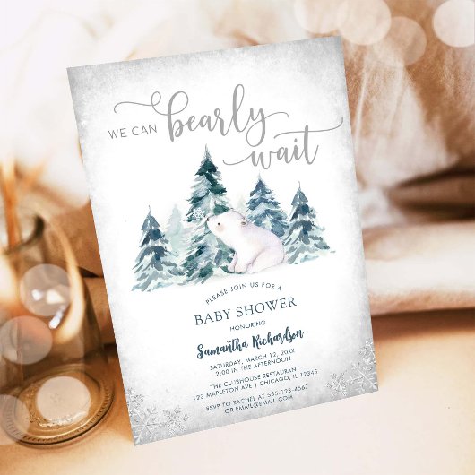 We Can Bearly Wait Winter Baby Shower Invitation Kaart