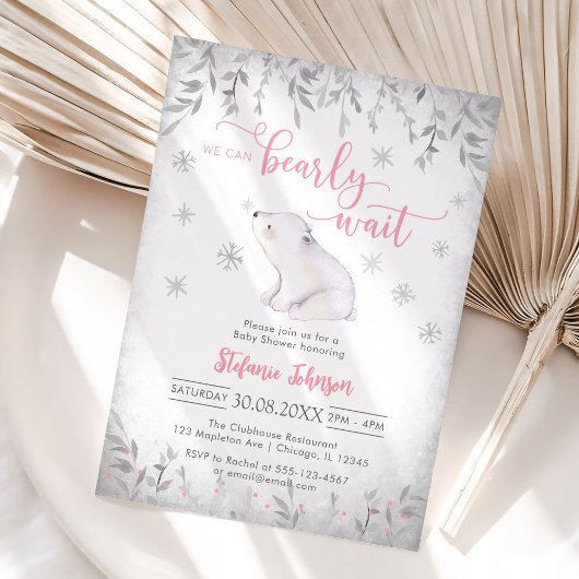 We Can Bearly Wait Winter Baby Shower Invitation Kaart