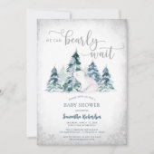 We Can Bearly Wait Winter Baby Shower Invitation Kaart (Voorkant)