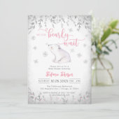 We Can Bearly Wait Winter Baby Shower Invitation Kaart (Staand voorkant)
