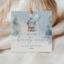 We Can Bearly Wait Winter Teddy Bear Baby Shower Bedankjes Labels
