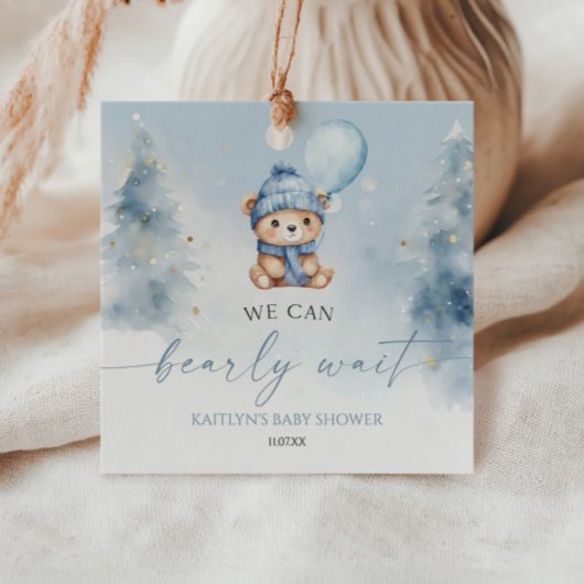 We Can Bearly Wait Winter Teddy Bear Baby Shower Bedankjes Labels